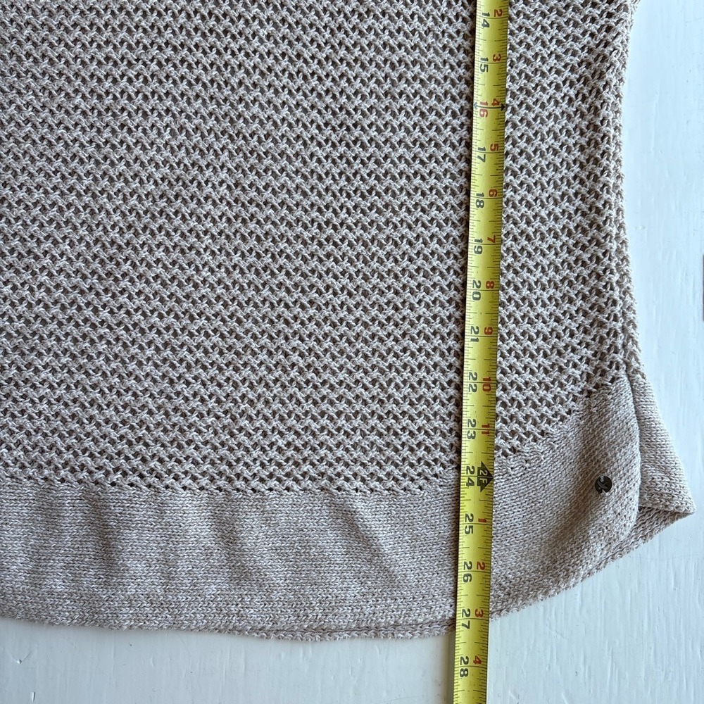 Eddie Bauer Linen Cotton Women L Sweater Beige Short Sleeve Boho Knit Granola - Picture 7 of 8